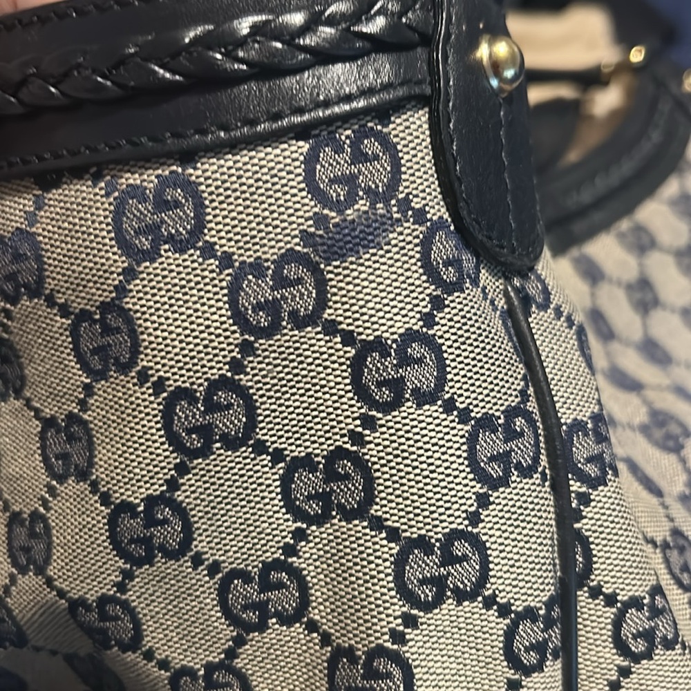 GUCCI  Monogram Medium Brick Lane Tote Navy - Picture 7 of 13
